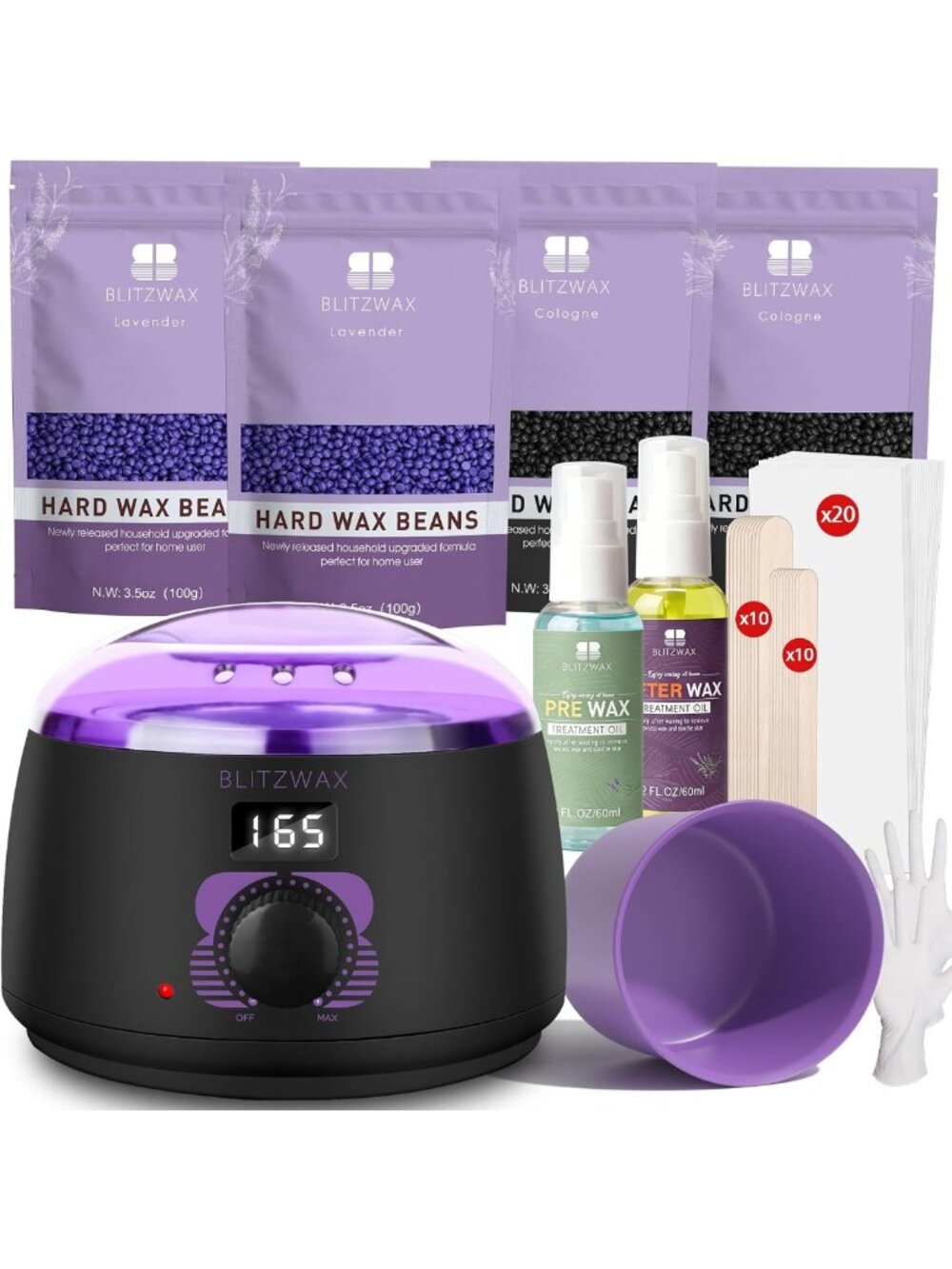 Complete Waxing Kit for Women - Hard Wax Warmer, Brazilian & Body Hair Removal